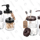 Aozita Mason Jar Bathroom Accessories Set, Bronze | $20 | Amazon
Aozita Mason Jar Bathroom Accessories Set, Black | $21 | Amazon